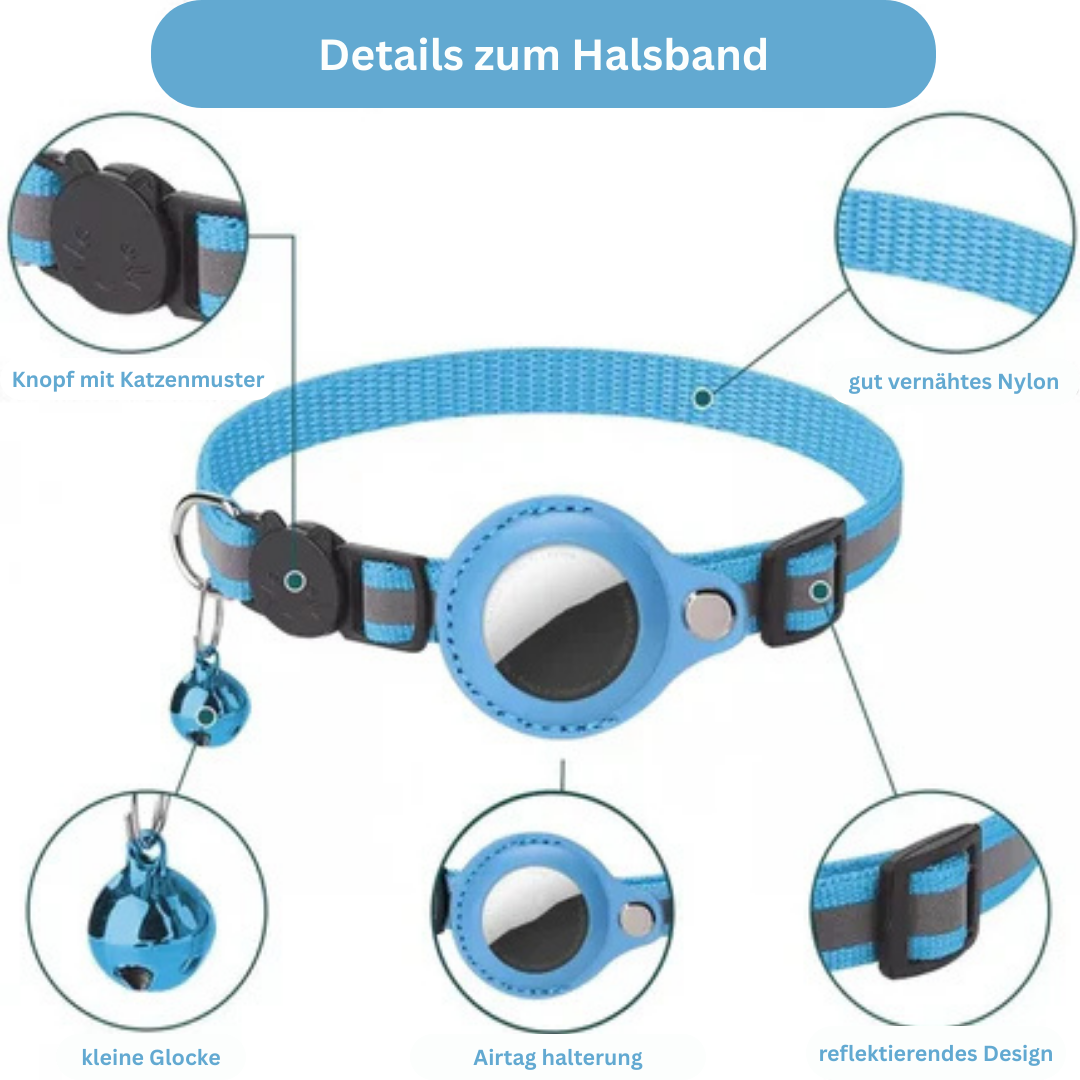 Reflektierendes Haustierhalsband mit AirTag-Halter